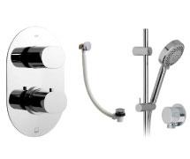 VADO Life Concealed Wall <br/>Mounted Thermostatic Shower <br/>Valve Chrome (<br/><br/>VADO WG-NEPTUNEKIT/B-C/P Neptune 5 Function Slide<br/>Rail Shower Kit Chrome<br/><br/>VADO Elements Wall Outlet <br/>With Round Backplate Chrome