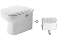Duravit D-Code Floorstanding Back To Wall Toilet, 535 x 355mm White (Alpine)<br/><br/>Duravit D-Code Doft Close Seat White (Alpine)<br/><br/>Grohe Eau2 WC Flushing Cistern 0.82m, 6L/3L with button